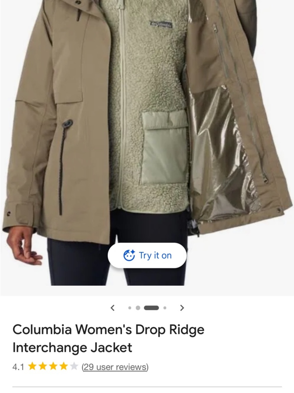 Columbia Women's Olive Green Drop Ridge Interchange Jacket 3-in-1 - Picture 5 of 12